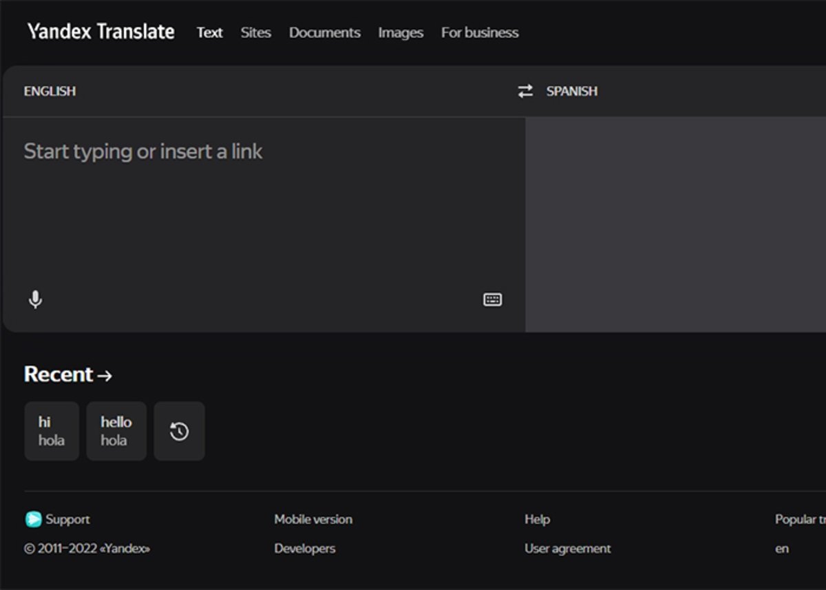 Yandex Translate: traductor en línea para textos largos y cortos
