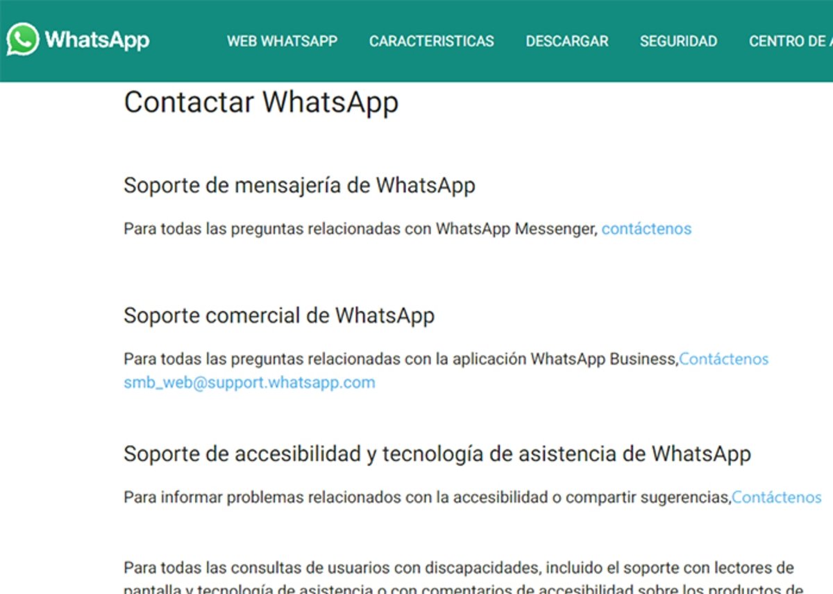 Contacta con WhatsApp a traves de la pagina web