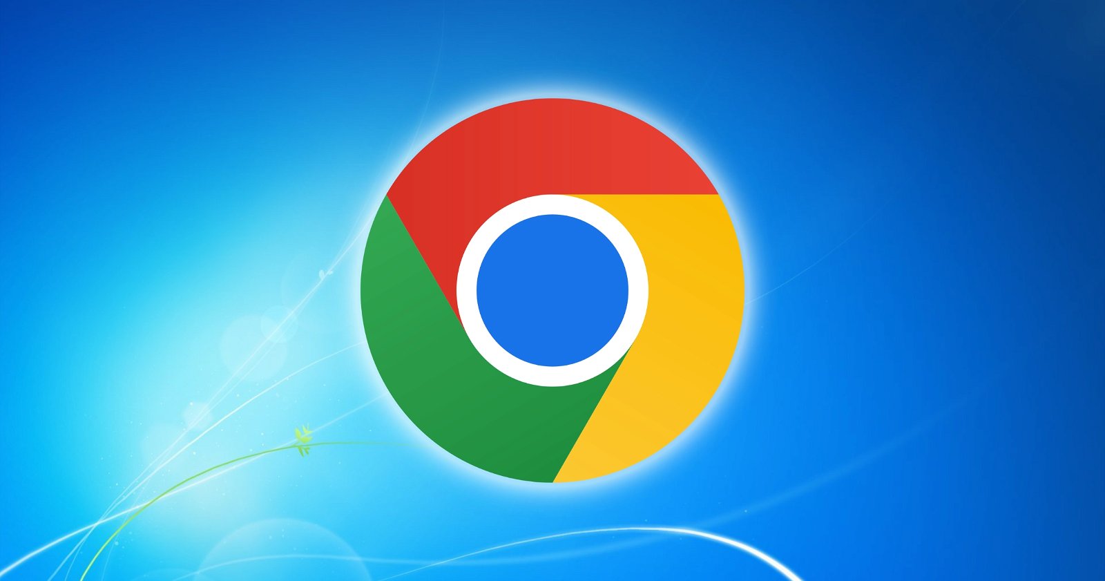 Icono de Google Chrome sobre el fondo de pantalla original de Windows 7