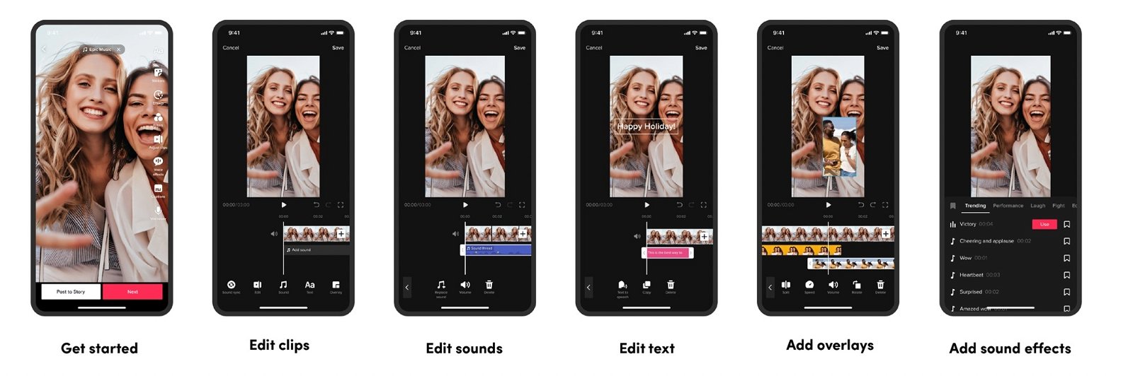 Capturas de pantalla de las nuevas opciones de edición de TikTok