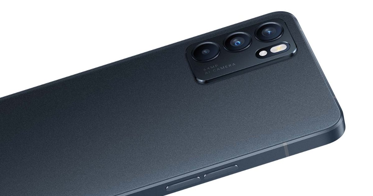 Parte trasera del OPPO Reno 6 5G en color azul oscuro