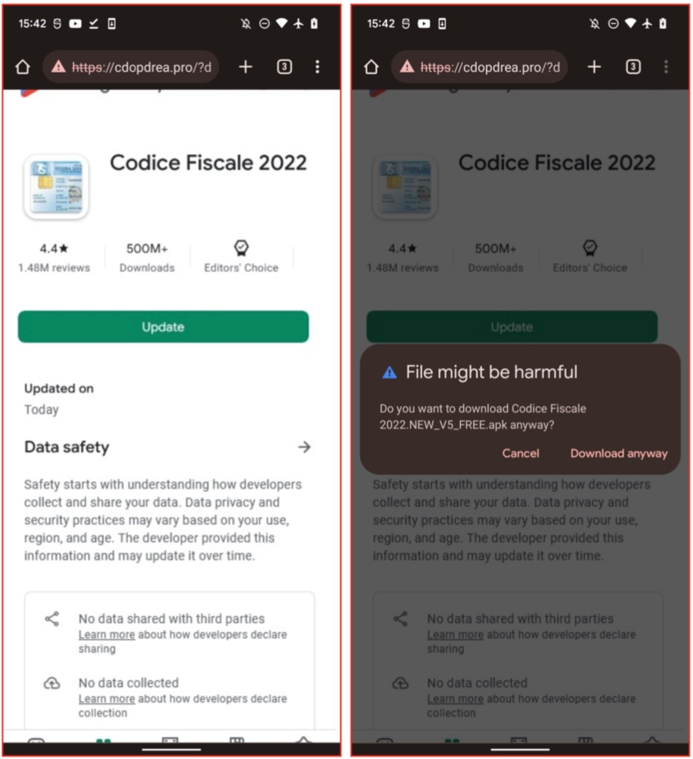 Pagina falsa de Google Play