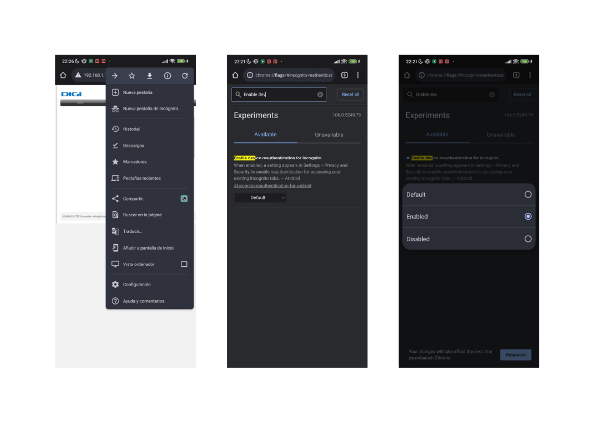 Habilitar la autenticación por huella dactilar en Chrome