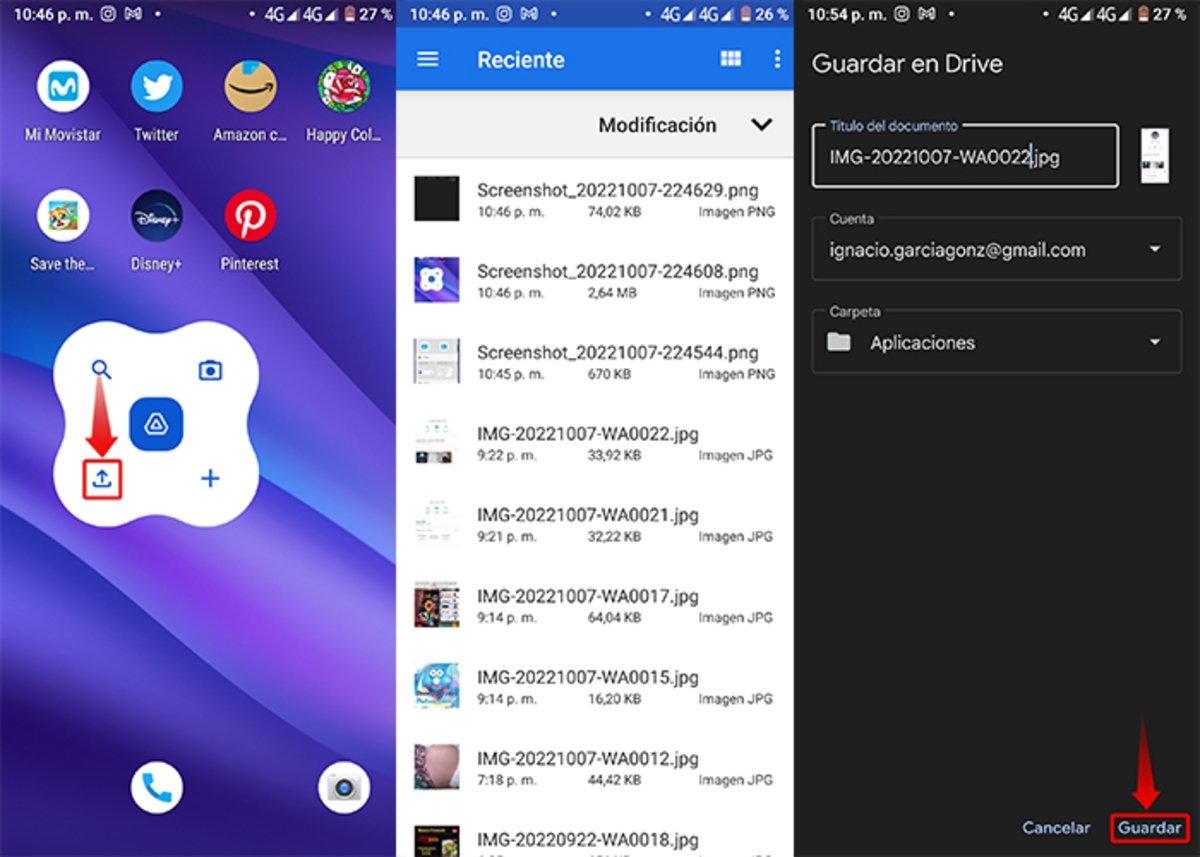 Widget de acciones rapidas-guardar-archivo