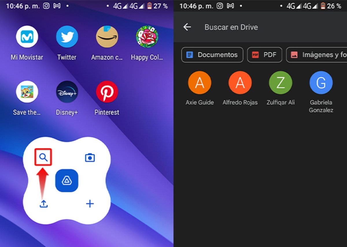 Widget de acciones rapidas-lupa