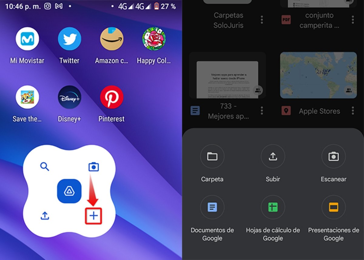 Widget de acciones rapidas-mas