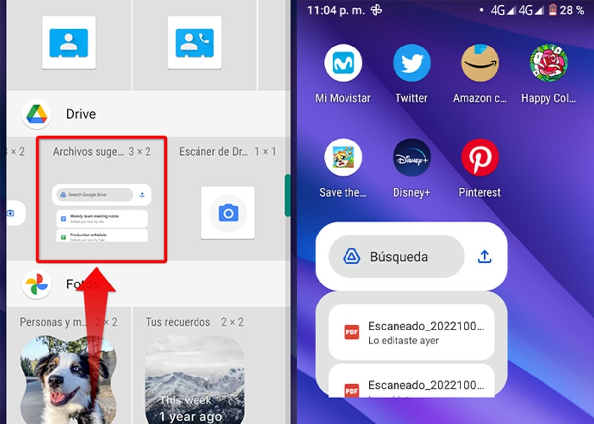 Widget de archivos sugeridos de 3X2