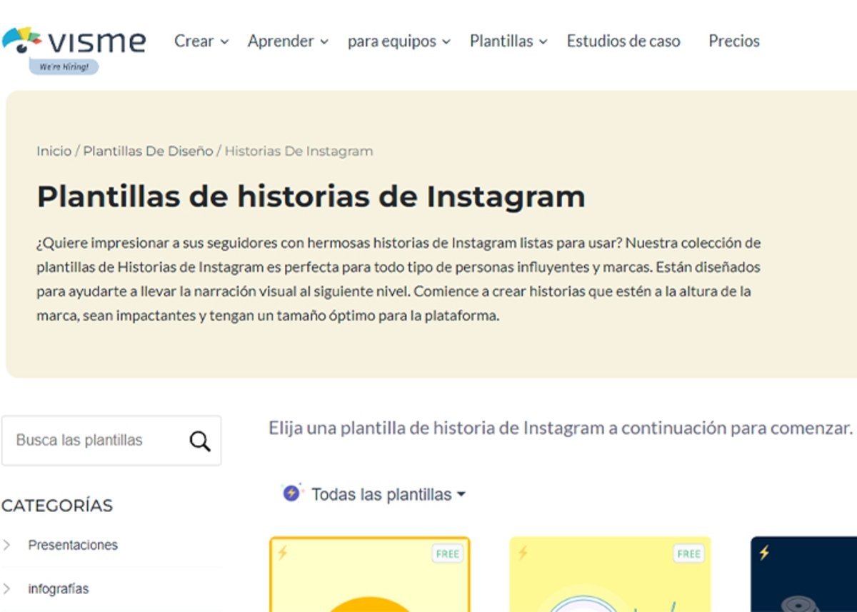 Visme: plantillas de historias de Instagram