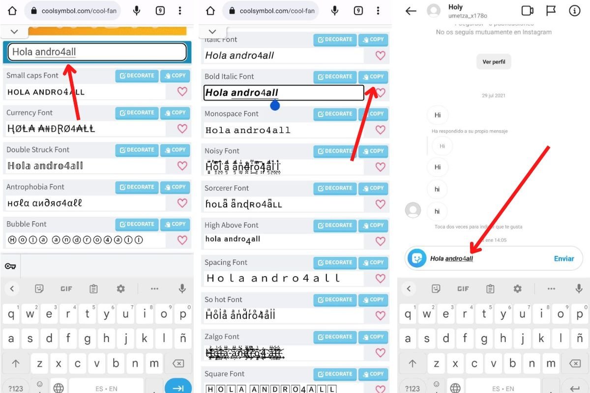 Cómo usar negritas, cursivas y tachado en Instagram