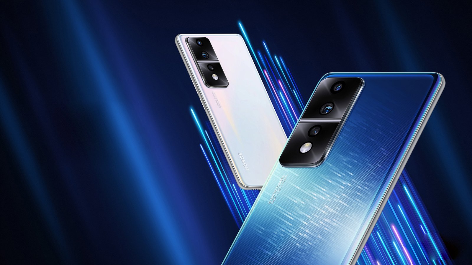 Parte trasera del Honor 80 azul y blanco
