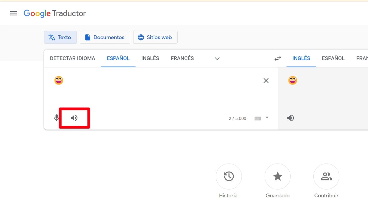 Emoji en el traductor de Google