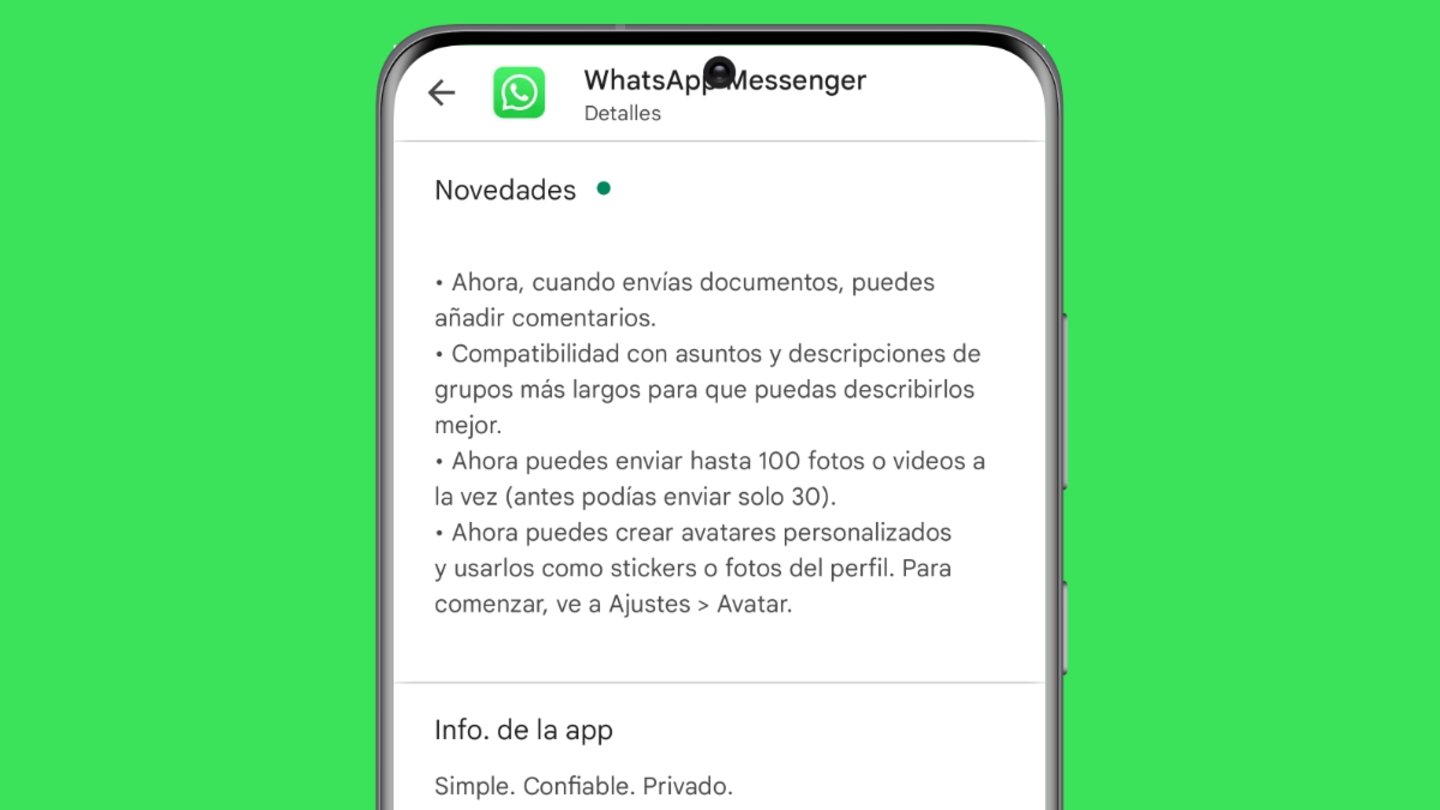 Lista de cambios de la nueva versión de WhatsApp