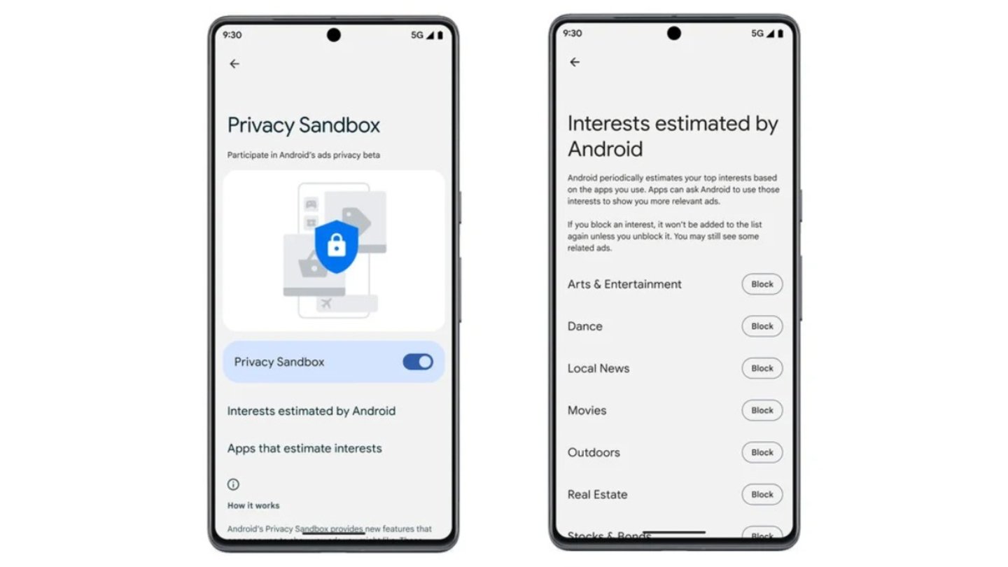 Capturas de la función Privacy Sandbox