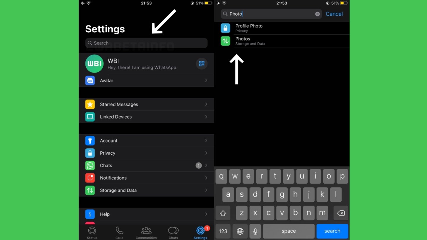 WhatsApp barra ajustes-principal