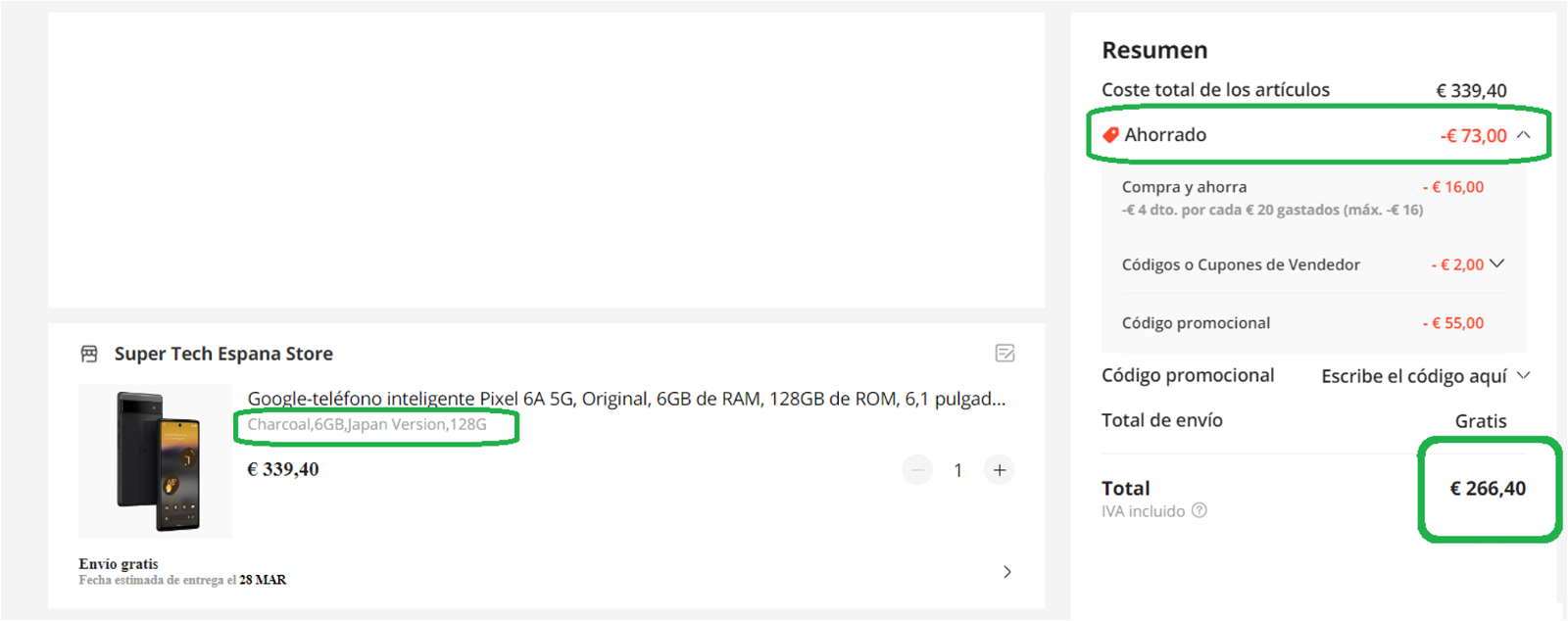 oferta pixel 6a aliexpress