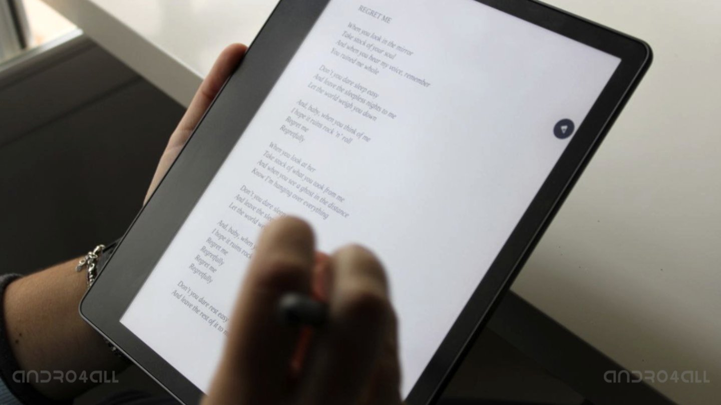Texto en la pantalla del Kindle Scribe