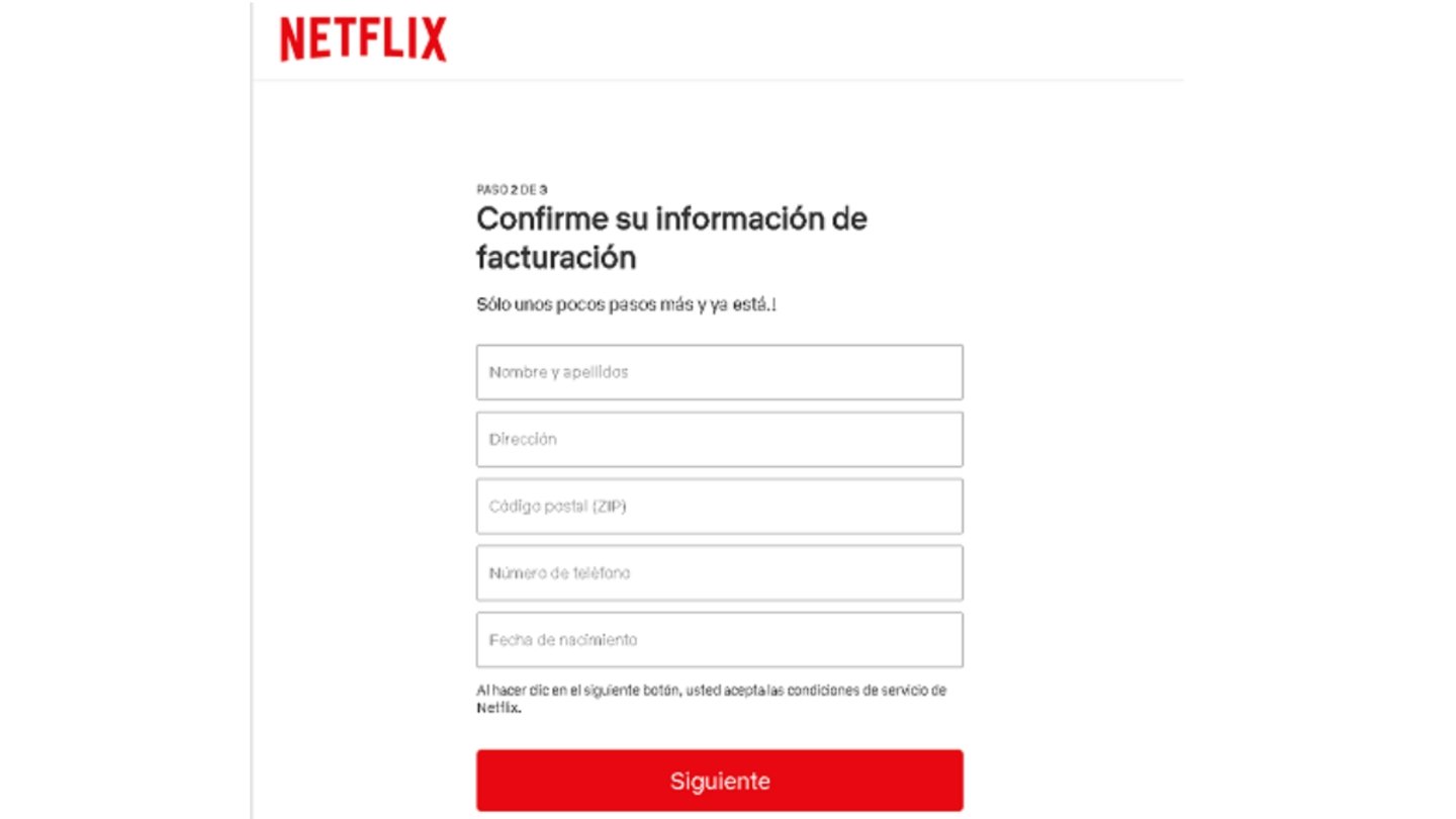 Web falsa de Netflix