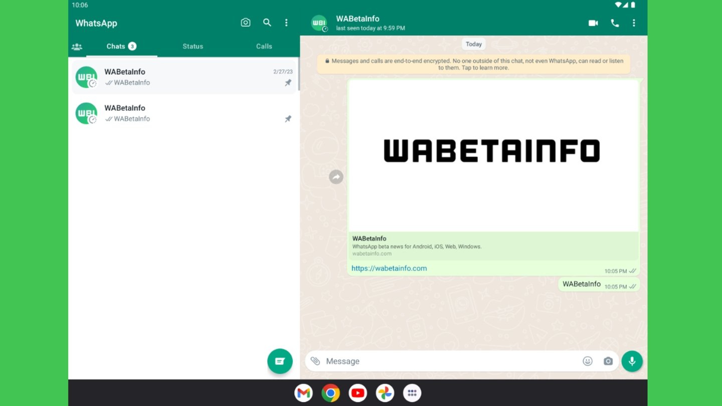 WhatsApp tablet vista dual