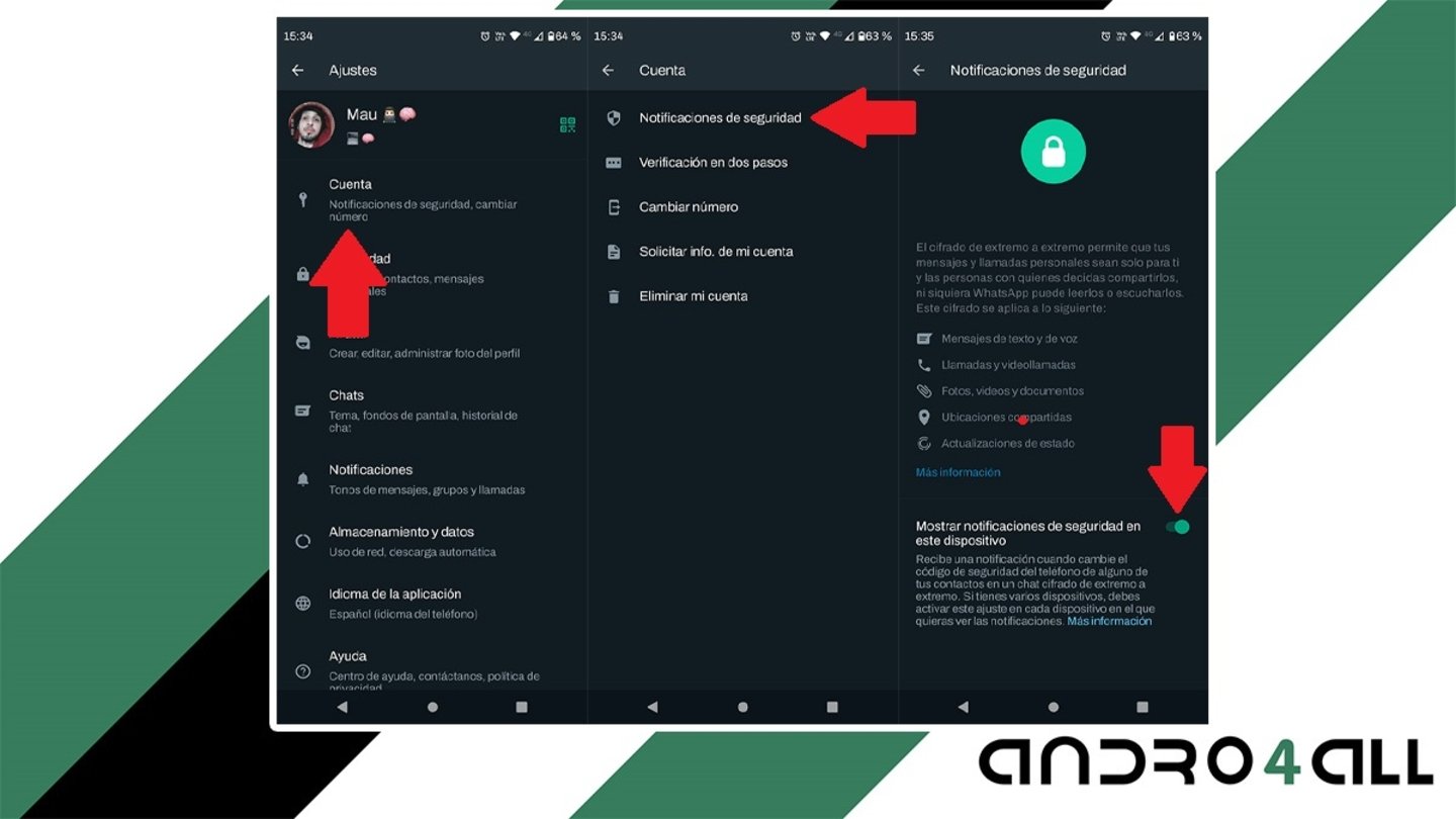 Desactivar el mensaje de Cambio tu código de seguridad en WhatsApp