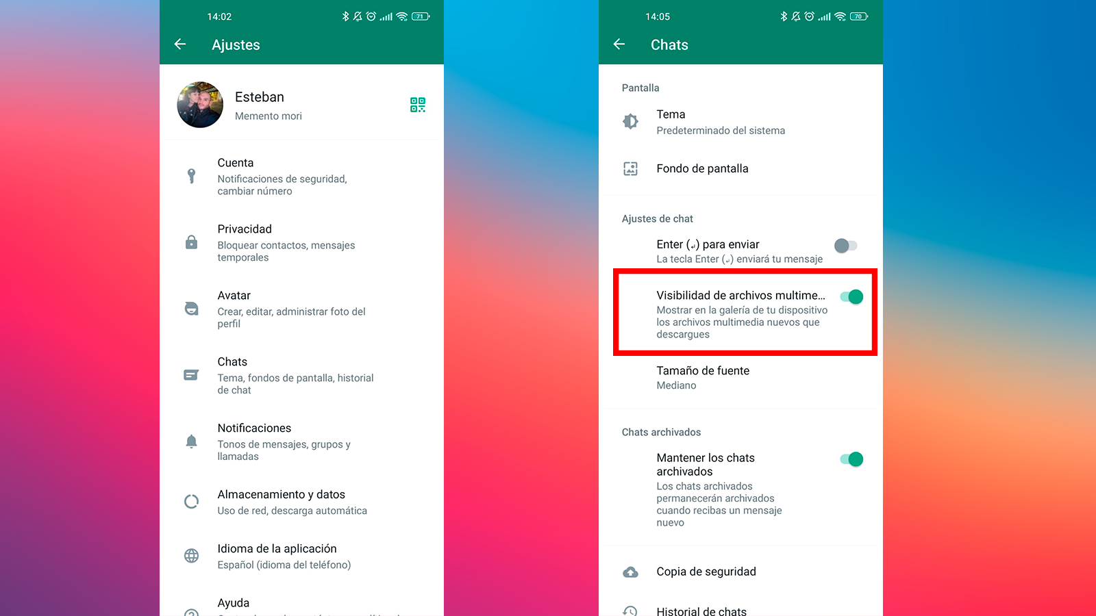 La forma de desactivar la visibilidad de los archivos multimedia en WhatsApp