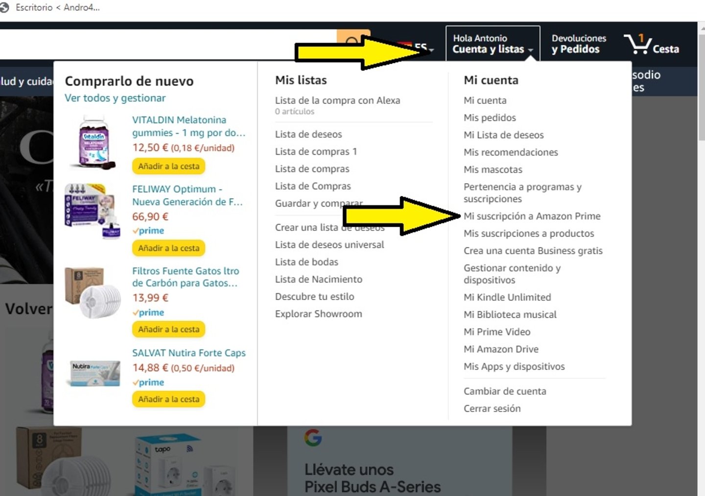 cancelar cuenta amazon prime