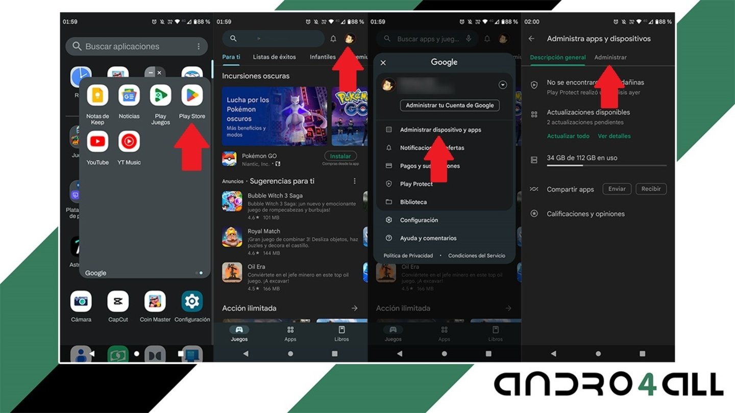Administrar apps en Android desde Play Store
