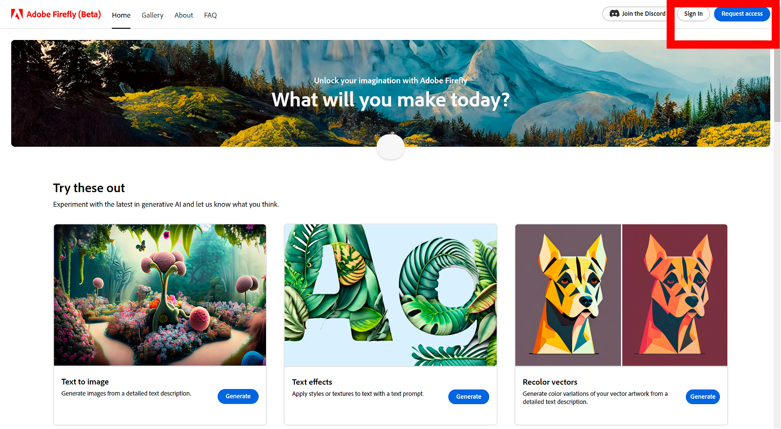 El procedimiento para conseguir acceso en Adobe Firefly