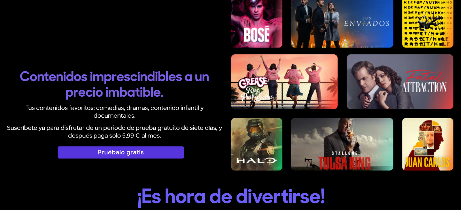 La página de inicio de Skyshowtime