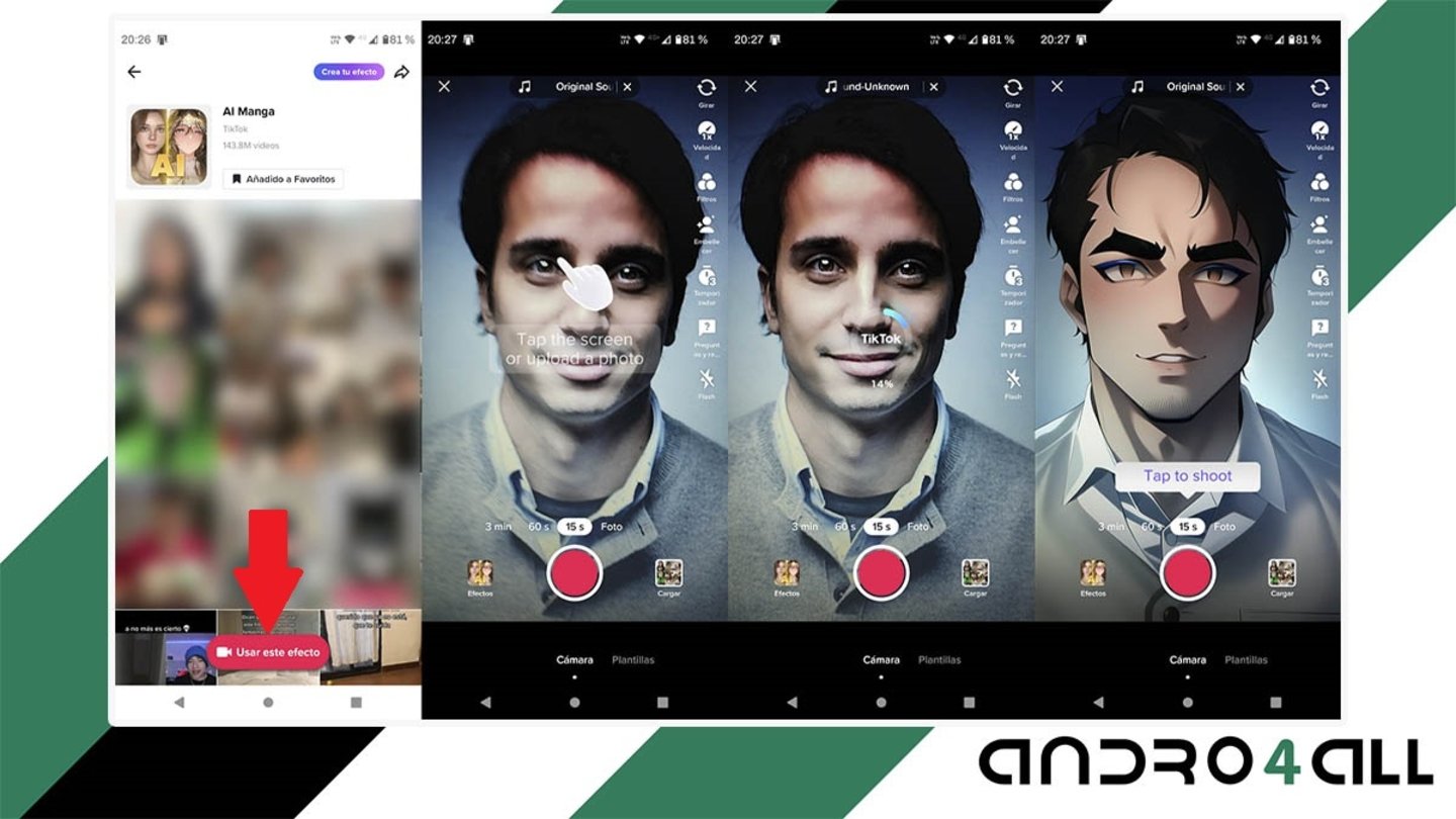Como encontrar y usar filtro AI Manga en TikTok