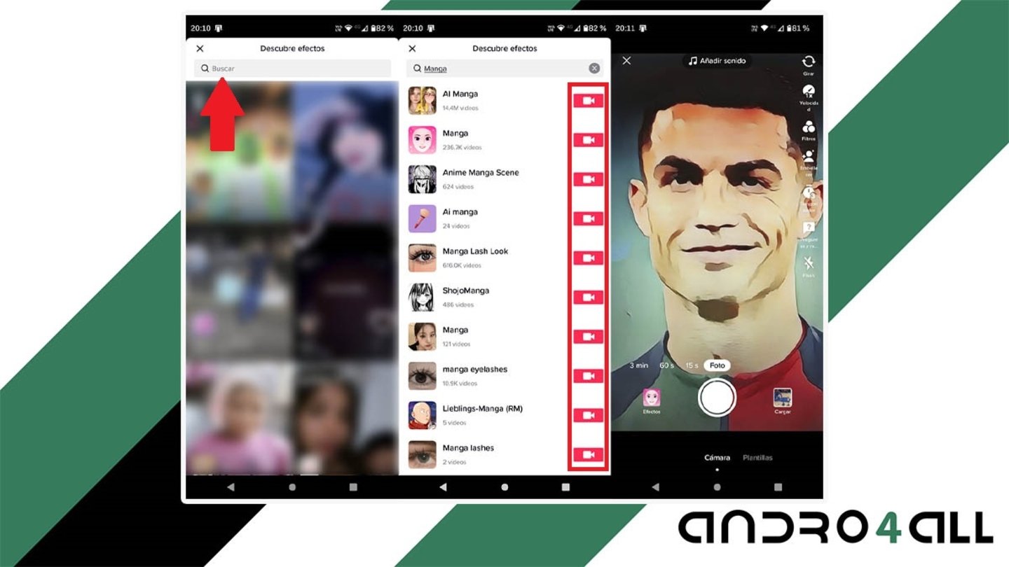 Encontrar filtros de anime y manga en TikTok