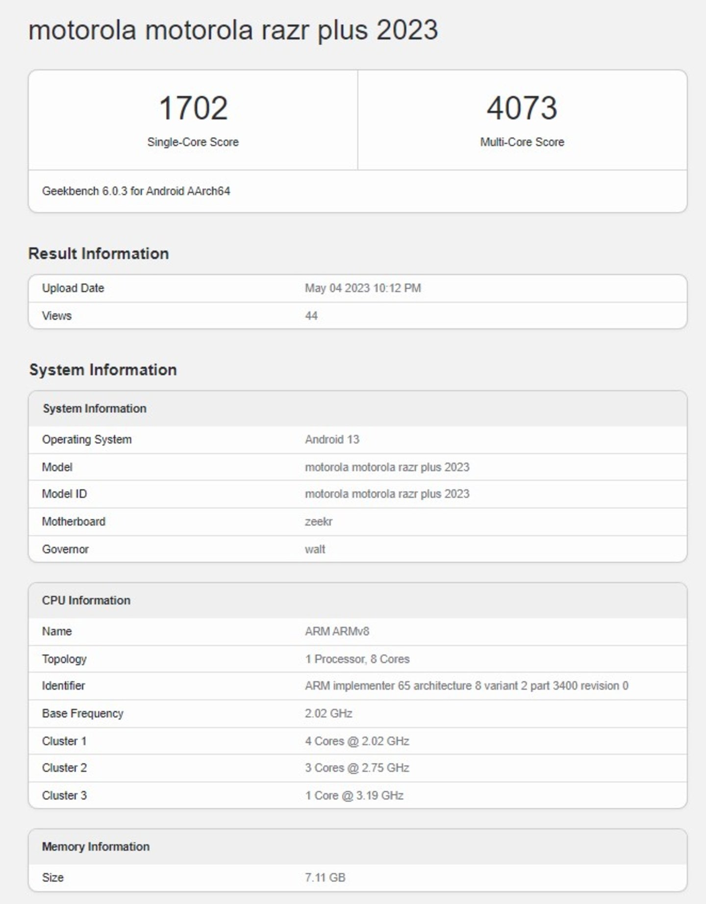Este es el prometedor hardware del Motorola RAZR+ 2023, filtrado por Geekbench