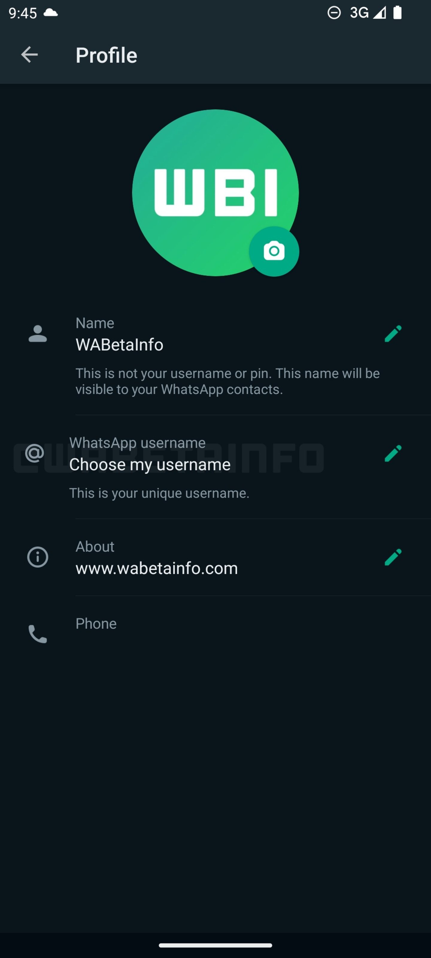 Nombre de usuario en WhatsApp