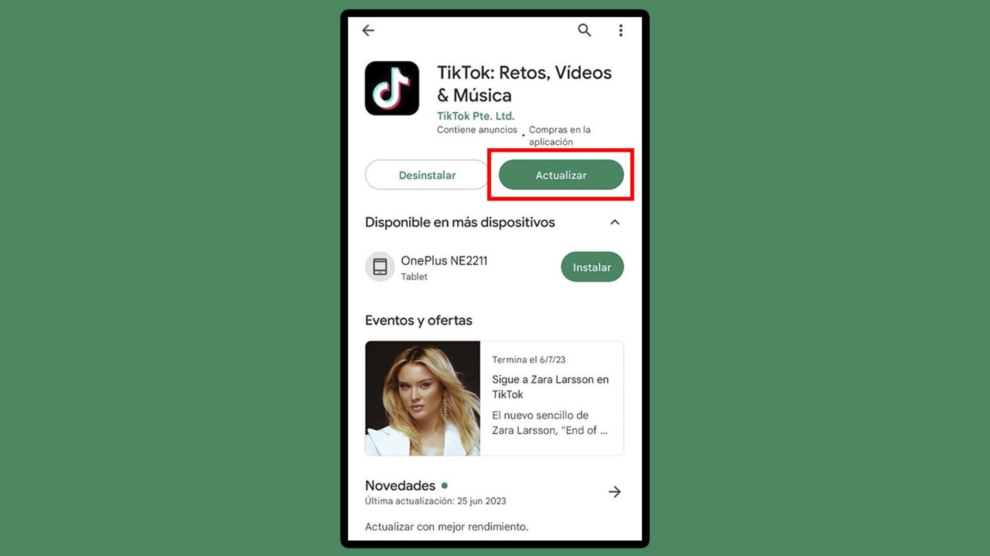 Portal de TikTok en Google Play