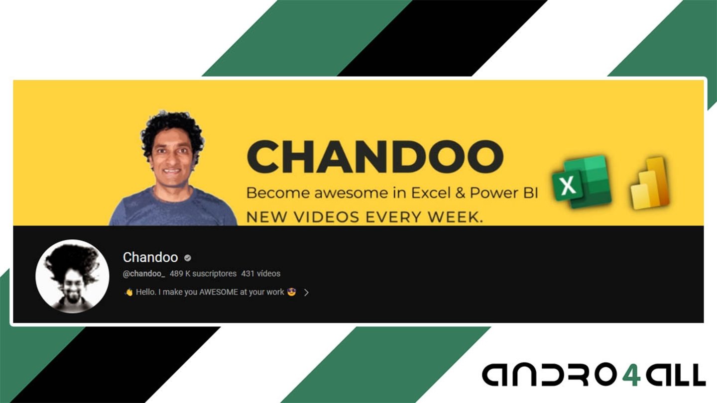 Chandooo canal de YouTube sobre Excel