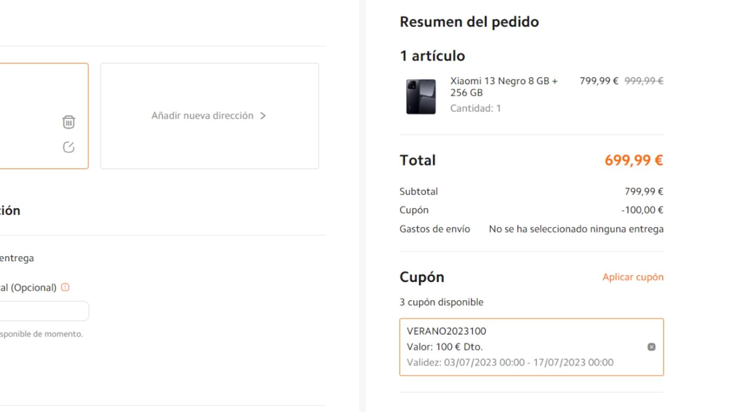 Cupón descuento del Xiaomi 13