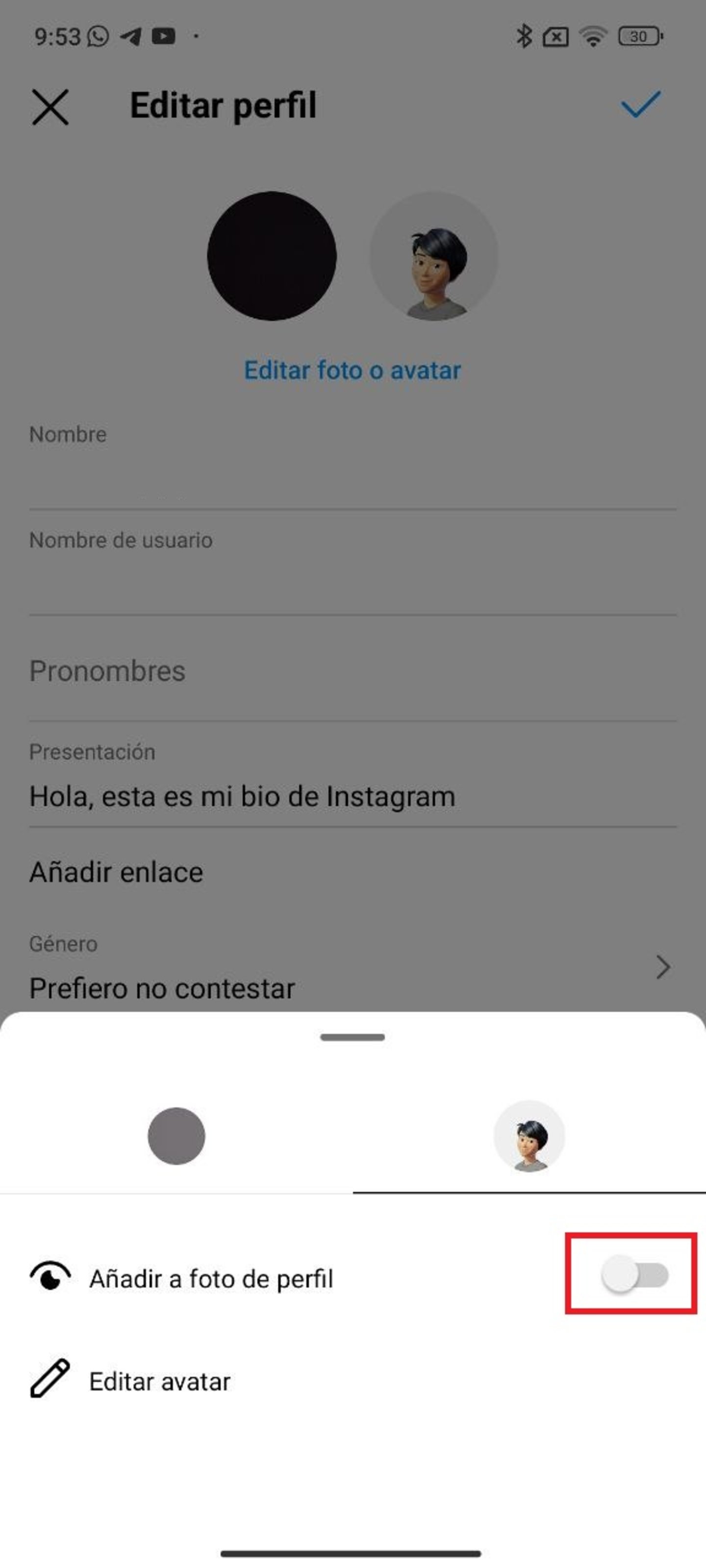 Cómo subir una foto de perfil dinámica a Instagram paso a paso