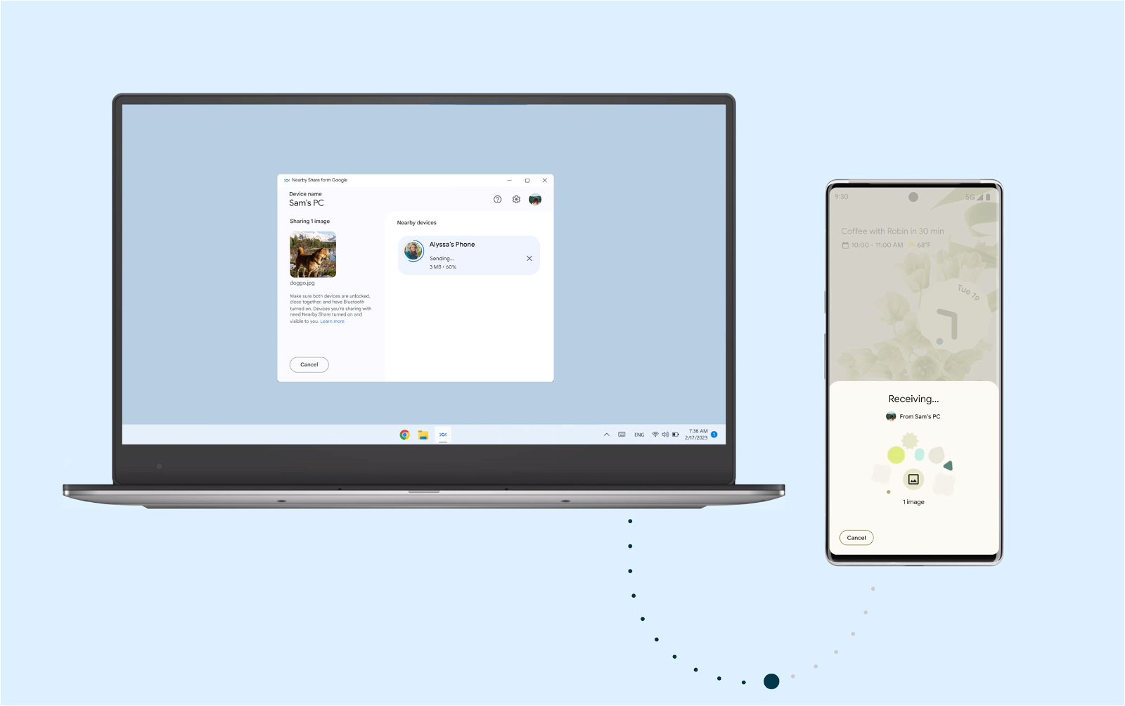 Nearby Share en Android y Window