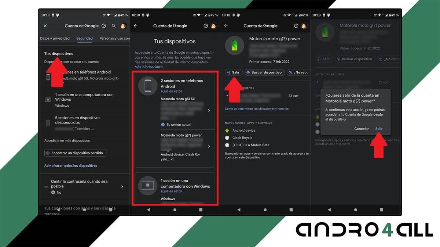 Ver dispositivos que usan mi cuenta de Google desde el movil