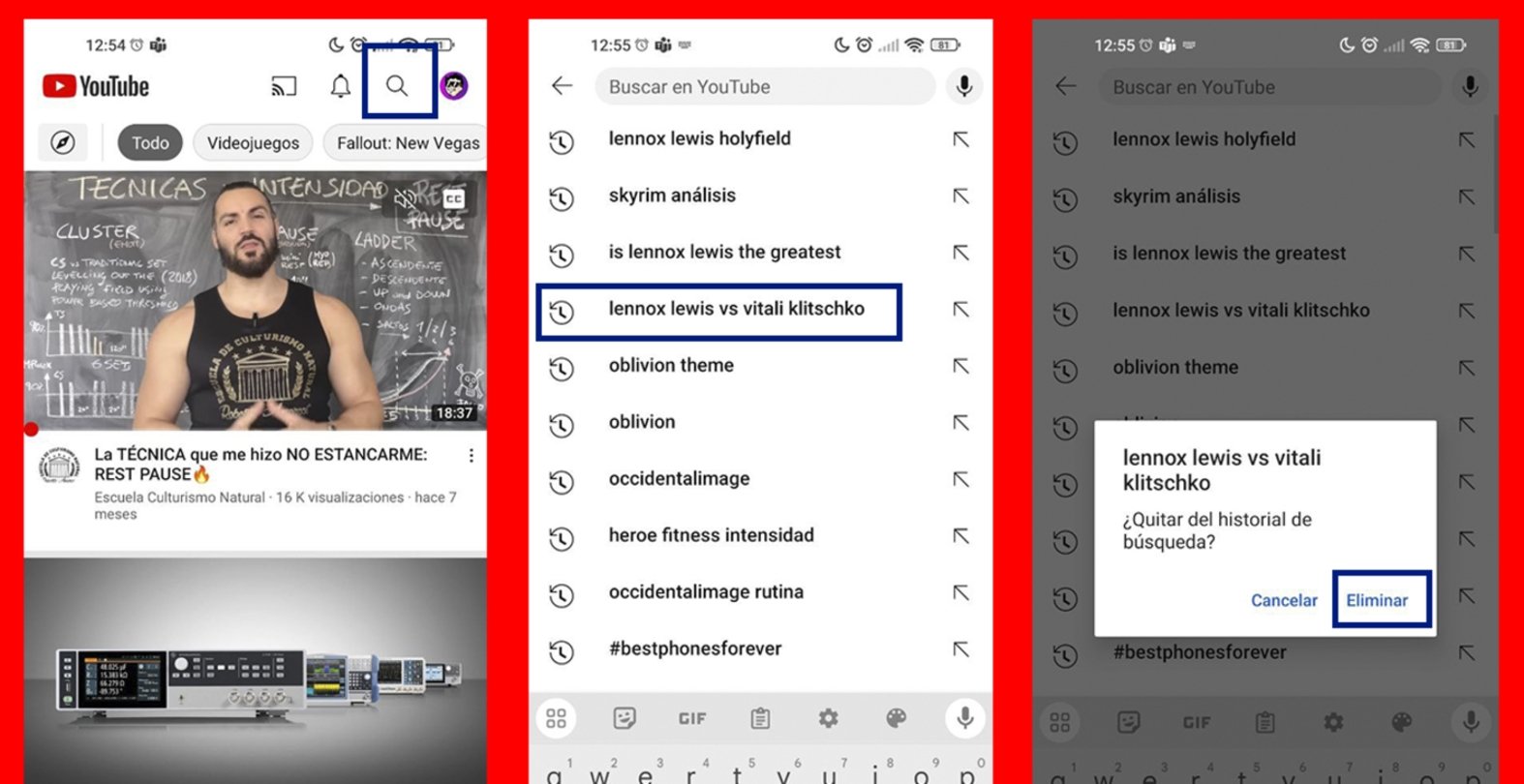 Guía de cómo borrar una búsqueda en YouTube