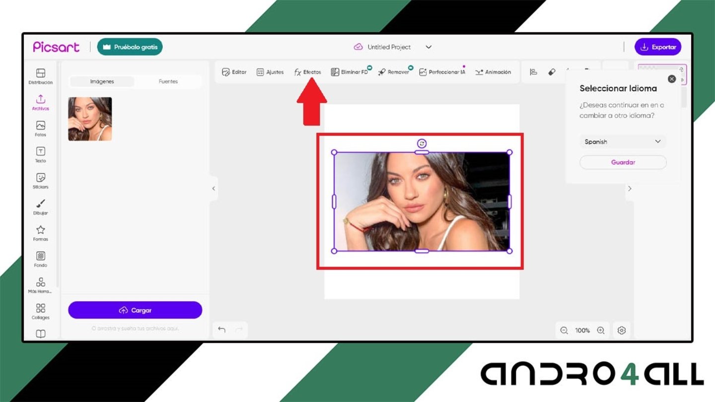 Abrir el panel de efectos