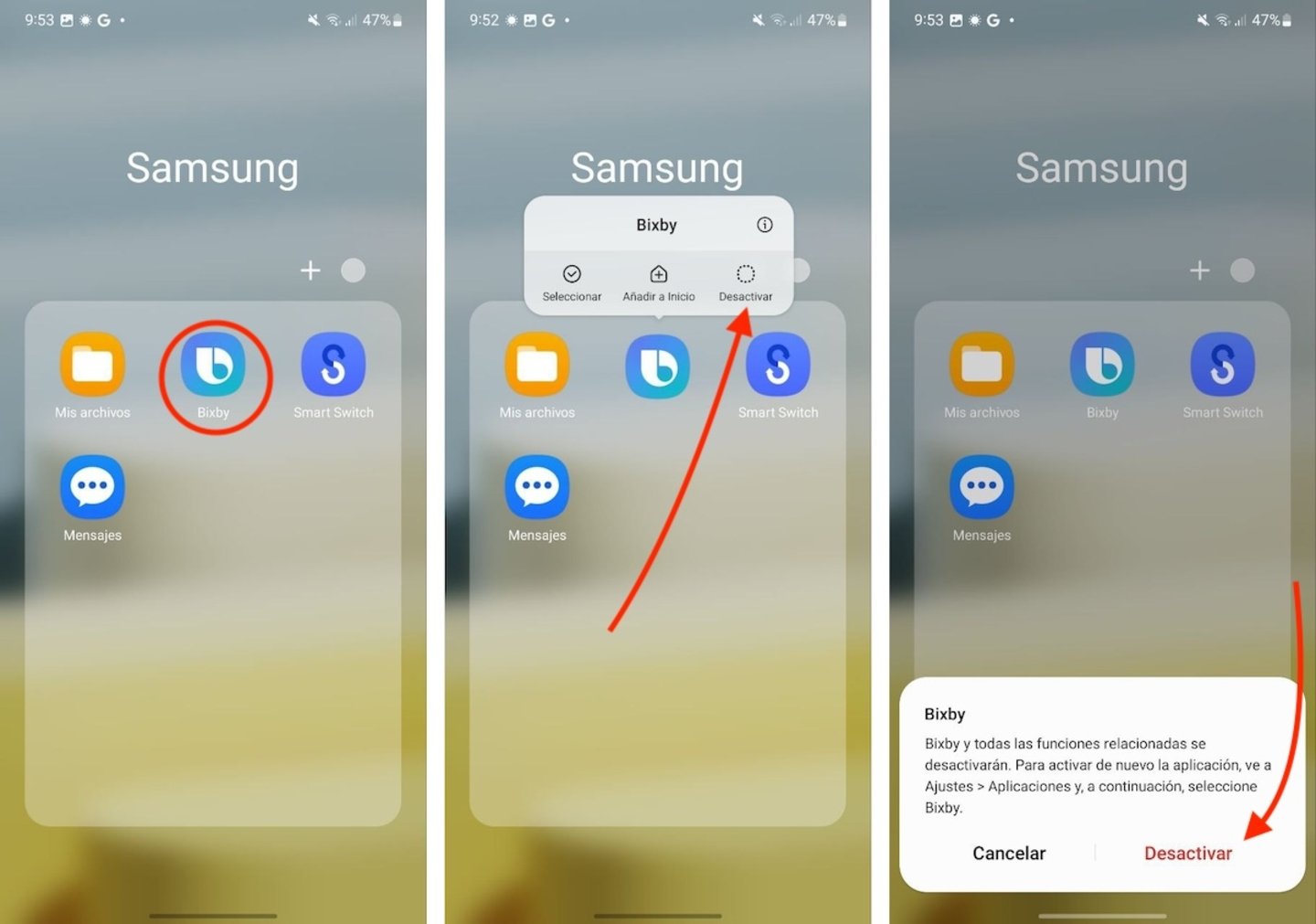 Cómo eliminar Bixby de One UI en Samsung