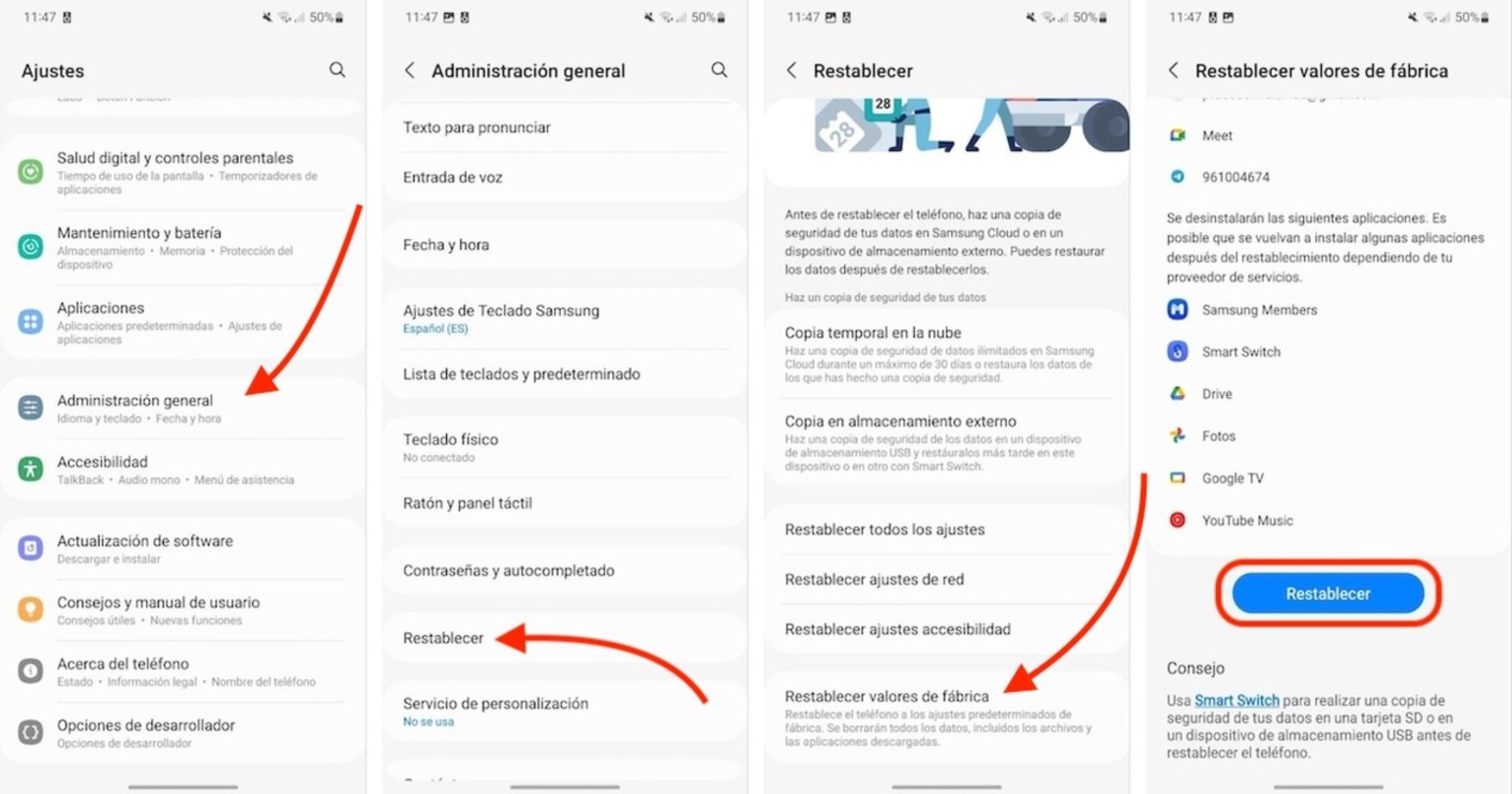 Restablece tu móvil Samsung: así se hace paso a paso