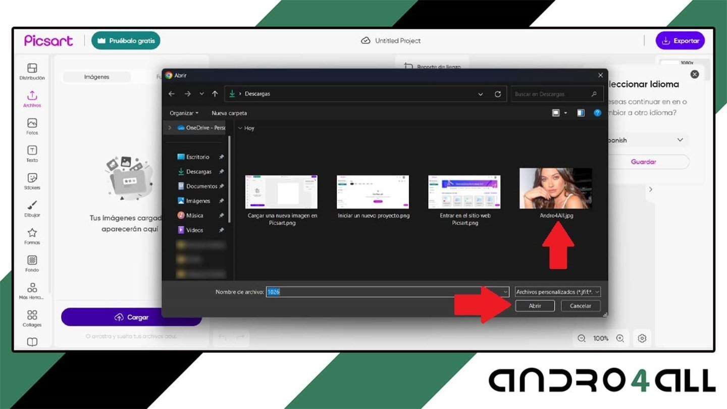 Seleccionar imagen a convertir en dibujo lineal