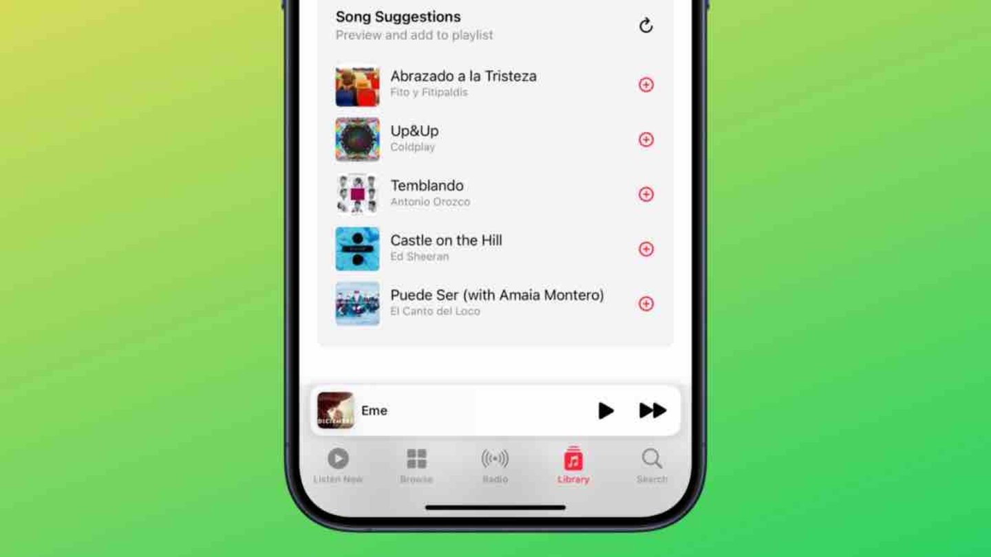 Sugerencias de canciones en Apple Music