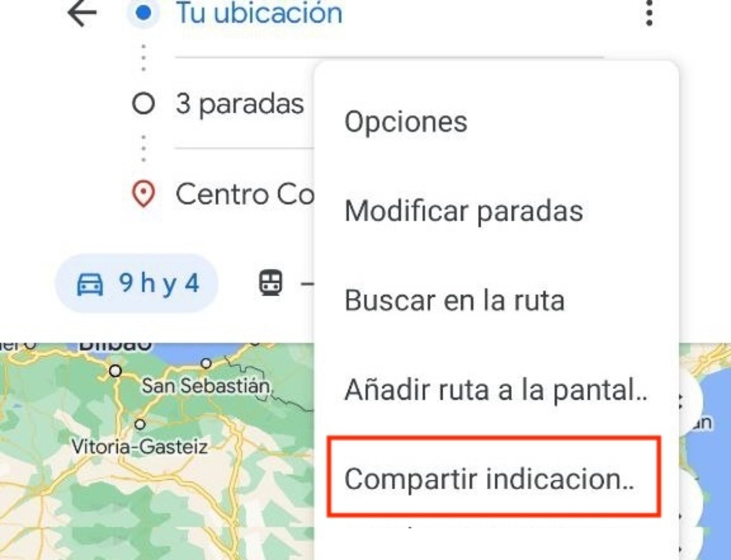 Cómo compartir una ruta de Google Maps con varias paradas