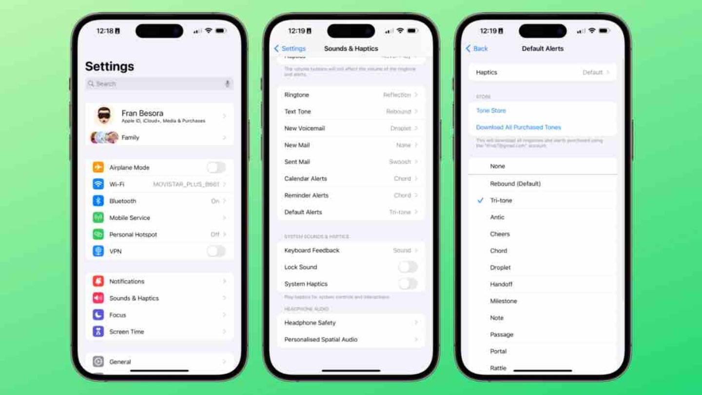 Proceso para cambiar el sonido por defecto de las notificaciones