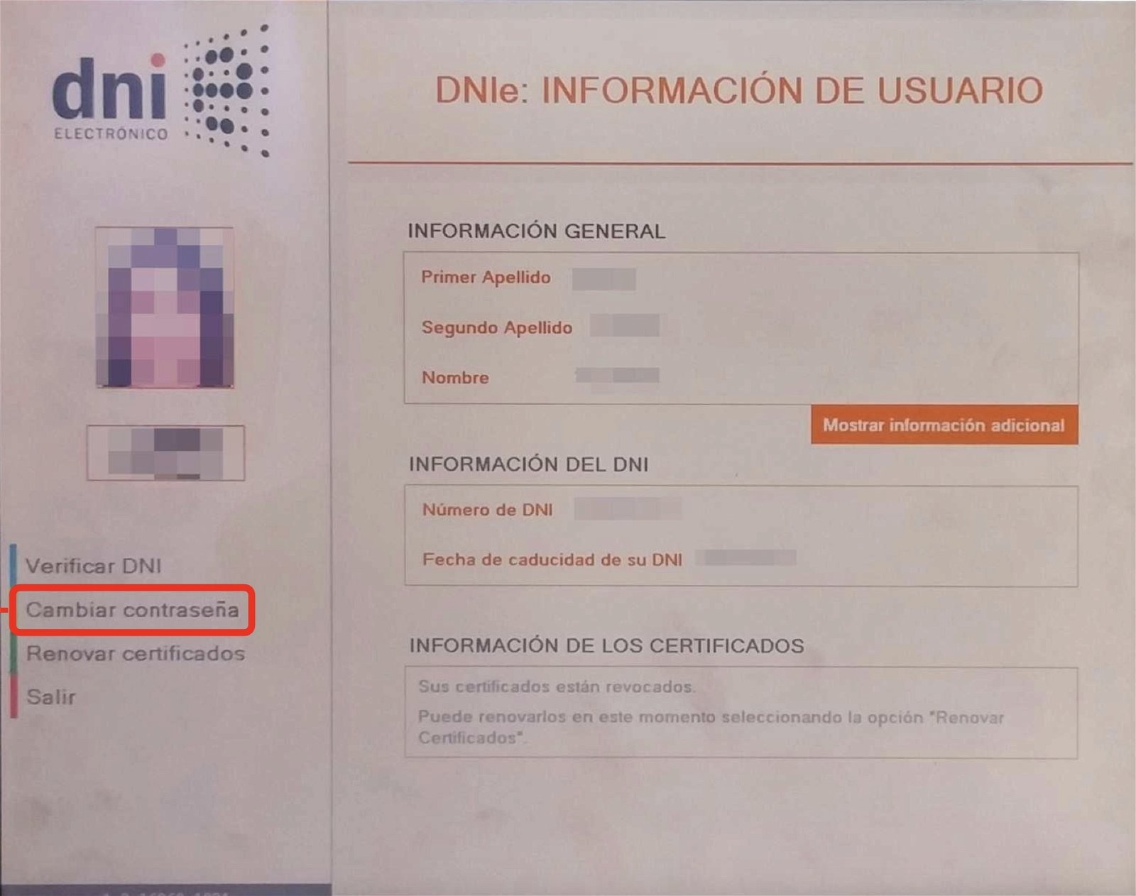 Cómo cambiar el pin o la contraseña del DNI electrónico