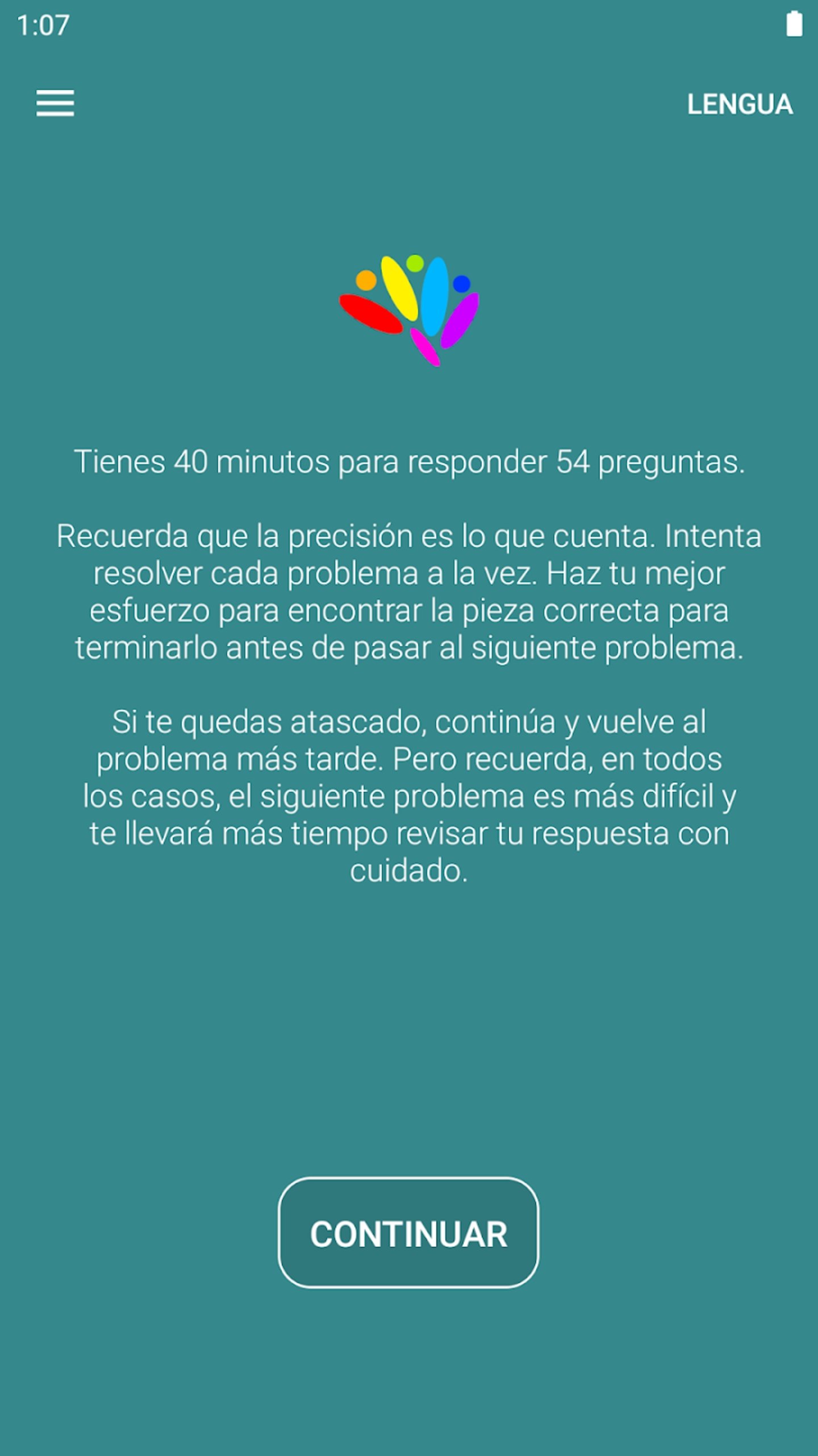 Portada de la app Test de CI