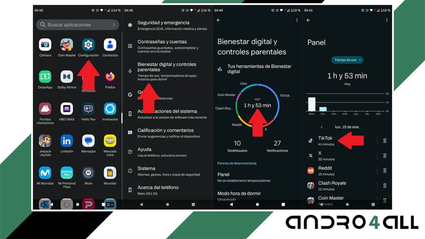 Configurar limite de uso de TikTok en Android