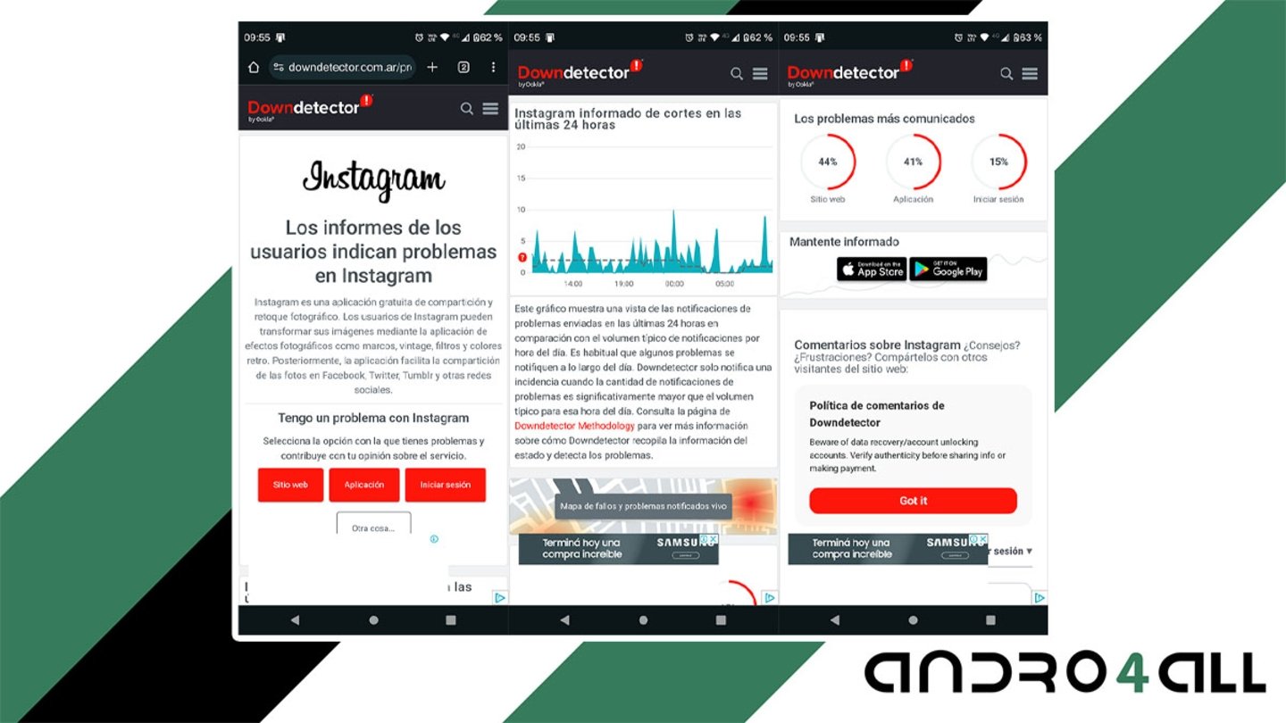 Comprobar si Instagram está teniendo problemas